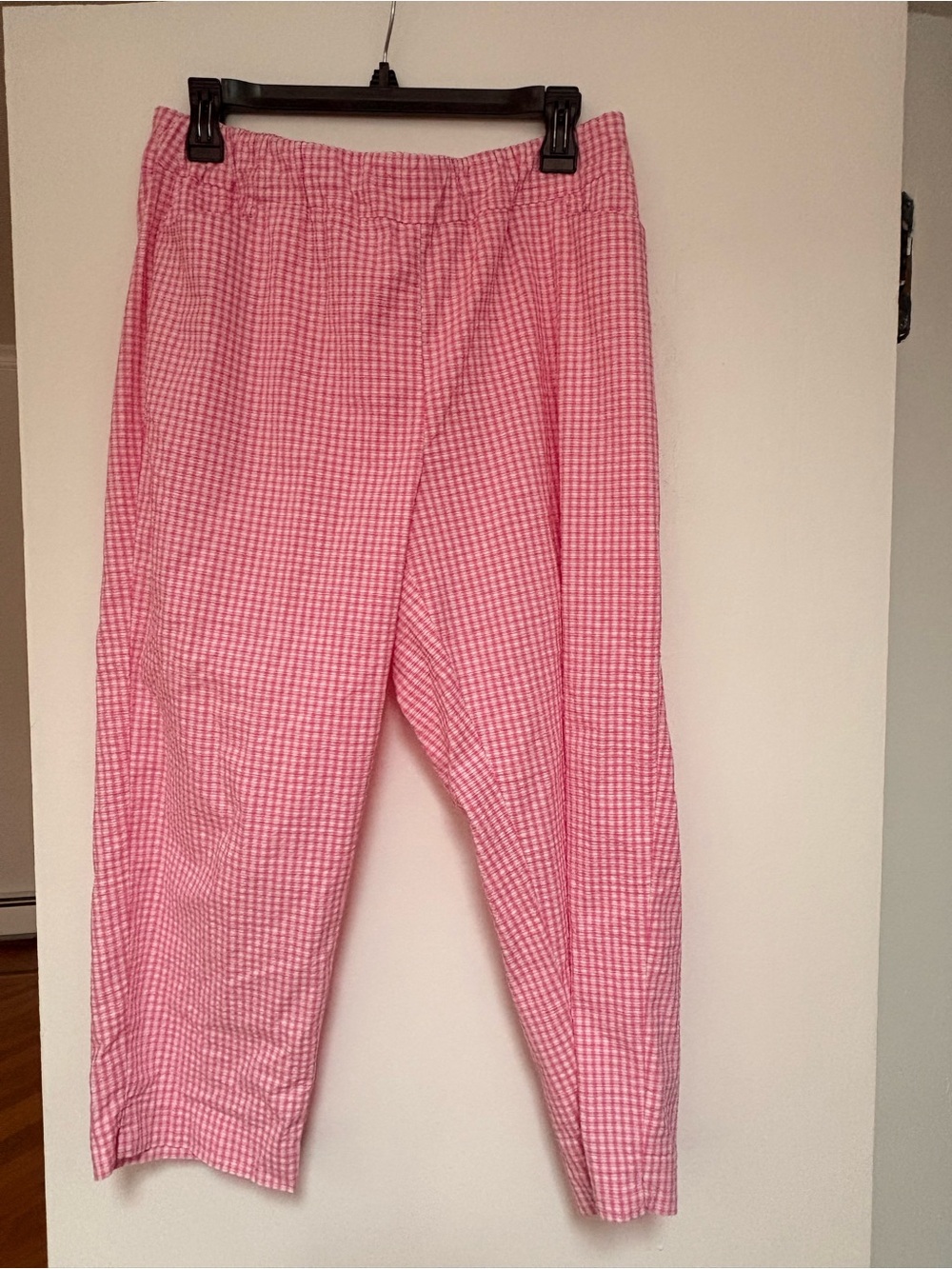 Pink Gingham Cropped Pants